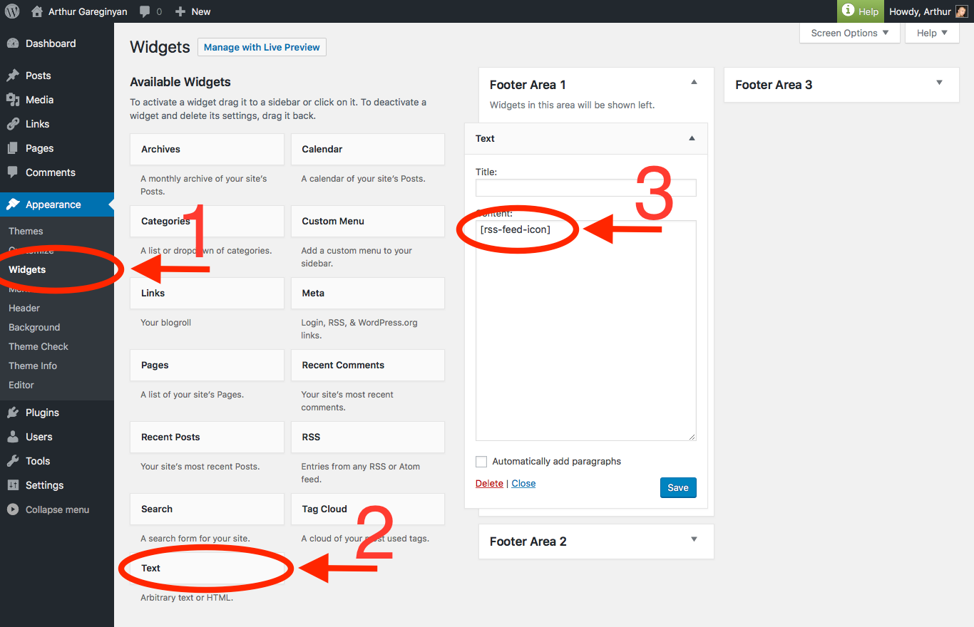 WP plugin "RSS Feed Icon" by Space X-Chimp
