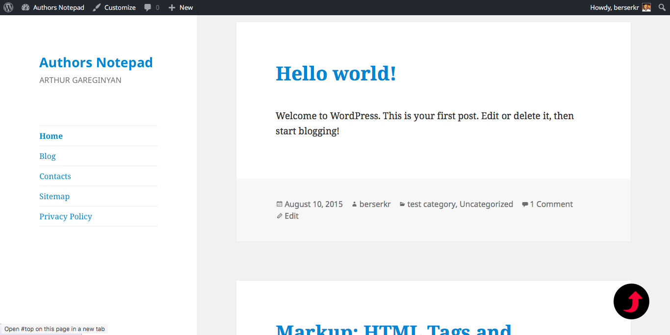 WP plugin "Simple Scroll to Top Button" by Space X-Chimp