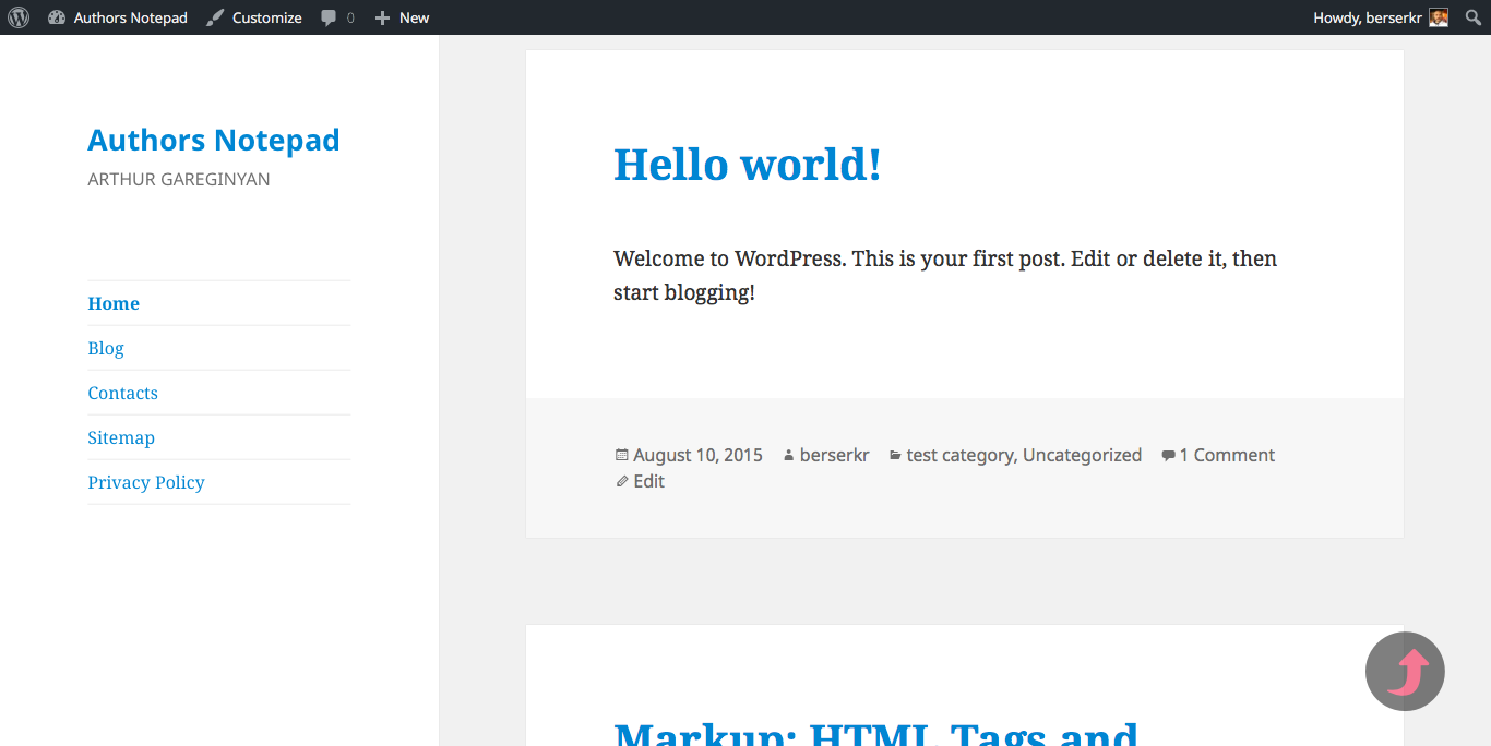 WP plugin "Simple Scroll to Top Button" by Space X-Chimp